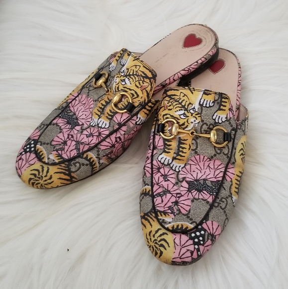Gucci Princetown Horsebit Mules Canvas GG Tiger si - Picture 2 of 6